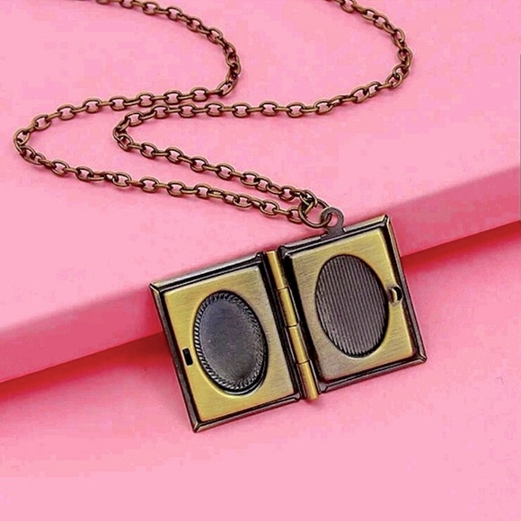 Book Charm Locket Necklace - Picture 2 of 5